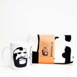 a Mr T mug and dishcloth