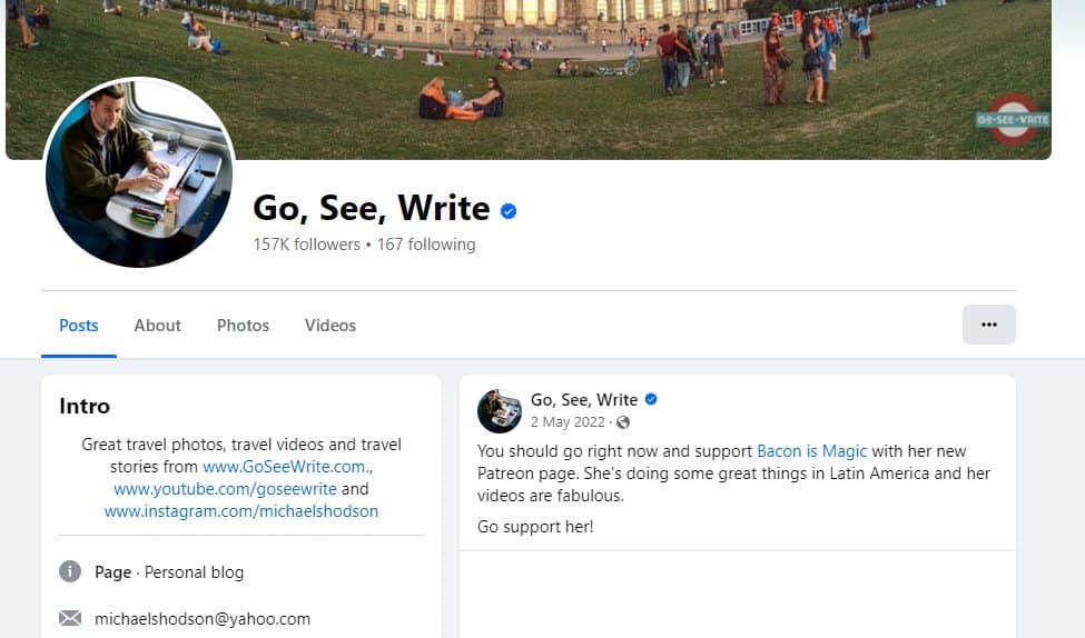 facebook social media image of go, see, write