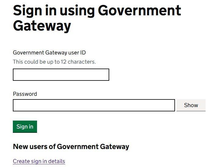 how to create a government gateway account step by step request signin details